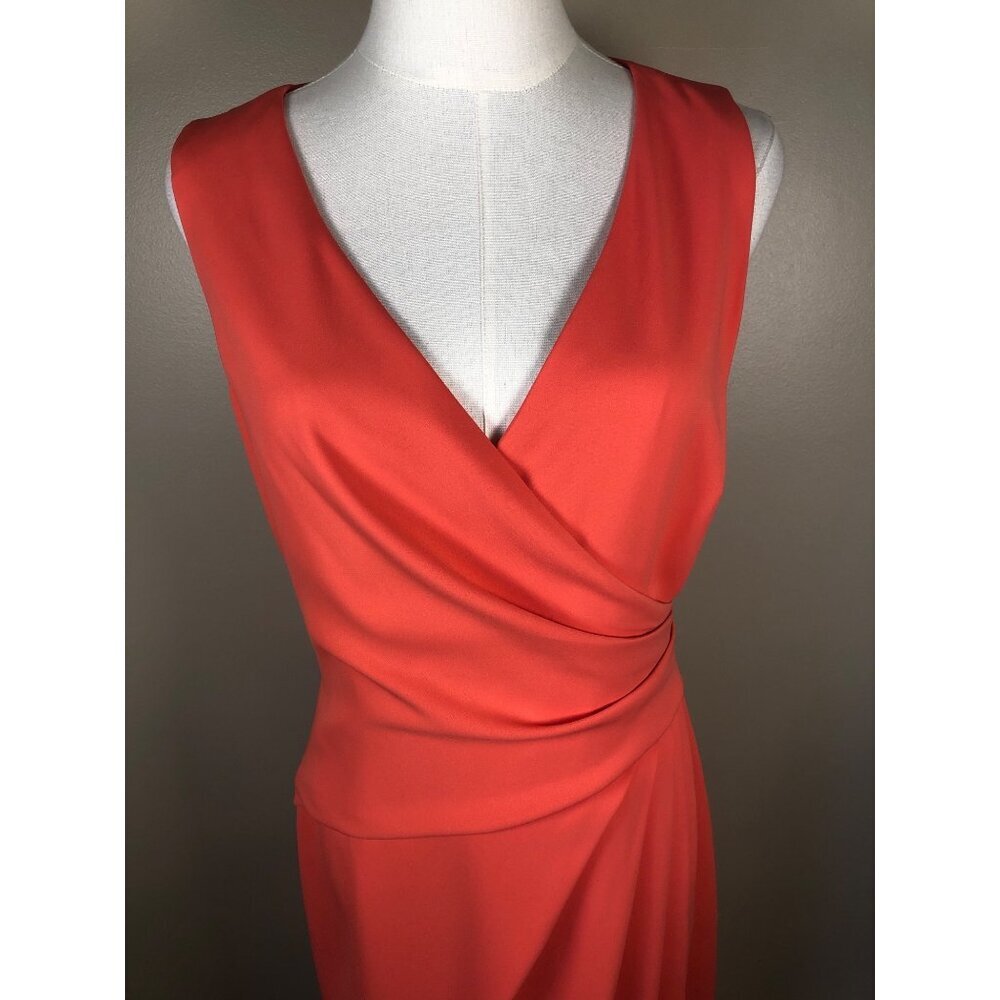 Lauren Ralph Lauren Sleeveless Wrap Front Orange Sheath Dress Size 6 - Picture 2 of 8